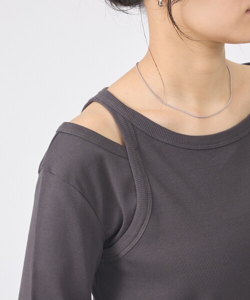 Rouge vif（ルージュヴィフ）の「【IRONING/アイロニング】アシンメトリーロングスリーブTシャツ/ロンT/カットソー（Tシャツ/カットソー・レディース・ホワイト/チャコールグレー・フリー）」の21枚目の写真