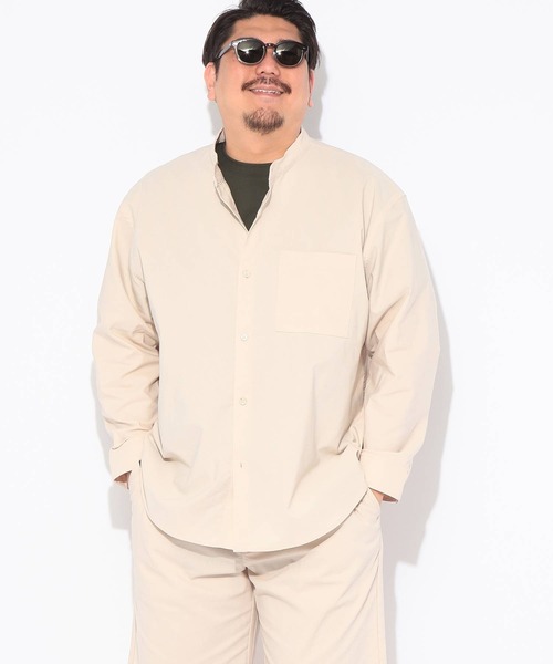 B&T CLUB(ビーティークラブ)の「シャツ 長袖 メンズ 大きいサイズ NEO LINEN 無地 バンドカラー B&T CLUB (ビーアンドティークラブ)(シャツ/ブラウス・メンズ・ベージュ/ネイビー・X2(4L~5L)/X1(3L~4L)/X3(6L~7L))」の11枚目の写真