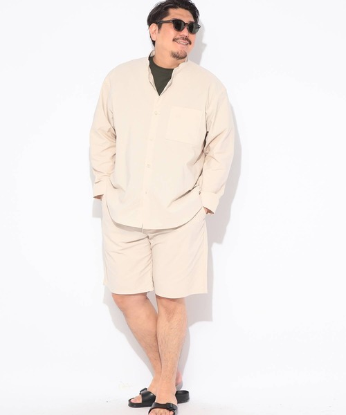 B&T CLUB(ビーティークラブ)の「シャツ 長袖 メンズ 大きいサイズ NEO LINEN 無地 バンドカラー B&T CLUB (ビーアンドティークラブ)(シャツ/ブラウス・メンズ・ベージュ/ネイビー・X2(4L~5L)/X1(3L~4L)/X3(6L~7L))」の12枚目の写真