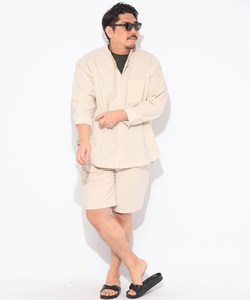 B&T CLUB(ビーティークラブ)の「シャツ 長袖 メンズ 大きいサイズ NEO LINEN 無地 バンドカラー B&T CLUB (ビーアンドティークラブ)(シャツ/ブラウス・メンズ・ベージュ/ネイビー・X2(4L~5L)/X1(3L~4L)/X3(6L~7L))」の13枚目の写真