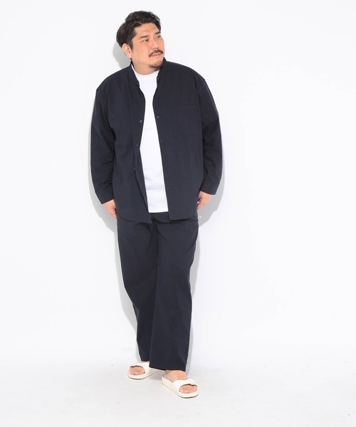 B&T CLUB(ビーティークラブ)の「シャツ 長袖 メンズ 大きいサイズ NEO LINEN 無地 バンドカラー B&T CLUB (ビーアンドティークラブ)(シャツ/ブラウス・メンズ・ベージュ/ネイビー・X2(4L~5L)/X1(3L~4L)/X3(6L~7L))」の16枚目の写真