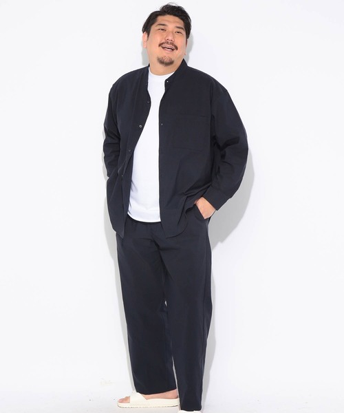 B&T CLUB(ビーティークラブ)の「シャツ 長袖 メンズ 大きいサイズ NEO LINEN 無地 バンドカラー B&T CLUB (ビーアンドティークラブ)(シャツ/ブラウス・メンズ・ベージュ/ネイビー・X2(4L~5L)/X1(3L~4L)/X3(6L~7L))」の18枚目の写真