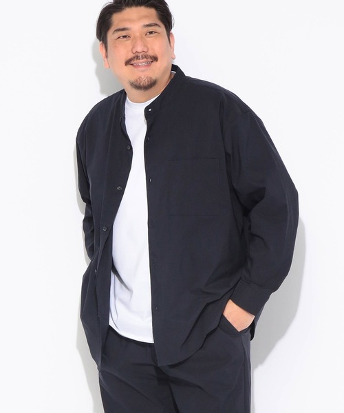 B&T CLUB(ビーティークラブ)の「シャツ 長袖 メンズ 大きいサイズ NEO LINEN 無地 バンドカラー B&T CLUB (ビーアンドティークラブ)(シャツ/ブラウス・メンズ・ベージュ/ネイビー・X2(4L~5L)/X1(3L~4L)/X3(6L~7L))」の15枚目の写真