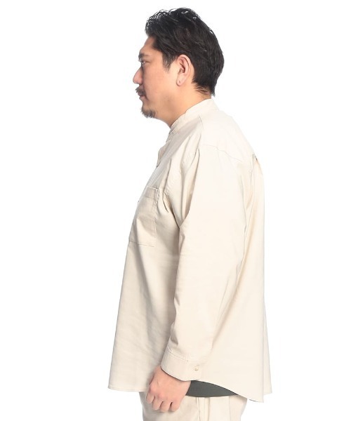 B&T CLUB(ビーティークラブ)の「シャツ 長袖 メンズ 大きいサイズ NEO LINEN 無地 バンドカラー B&T CLUB (ビーアンドティークラブ)(シャツ/ブラウス・メンズ・ベージュ/ネイビー・X2(4L~5L)/X1(3L~4L)/X3(6L~7L))」の21枚目の写真
