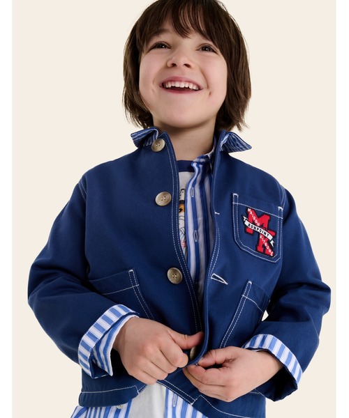 Maison Kitsune（メゾンキツネ）の「LINUS GARBARDINE WORKWEAR JACKET（デニムジャケット・キッズ・インディゴブルー・120cm/110cm/150cm/140cm/130cm）」の6枚目の写真