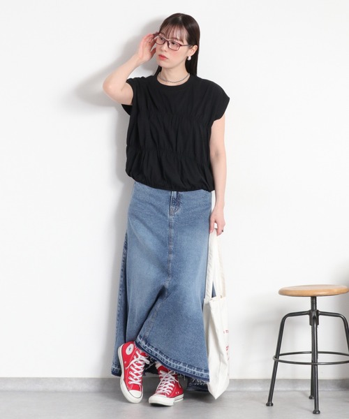 cepo(セポ)の「シャーリングフレンチTシャツ(Tシャツ/カットソー・レディース・ブラック/ブルー/ホワイト・M)」の16枚目の写真