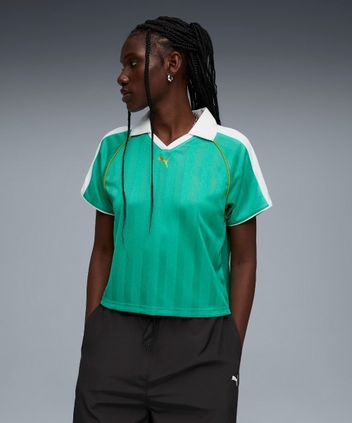 PUMA(プーマ)の「PUMA WNS 7 RELAXED FOOTBALL SHORT SLEEVE TEE(プーマ ウィメンズ T7 リラックスド フットボール 半袖 Tシャツ)(Tシャツ/カットソー・レディース・グリーン系/ブルー系・SMALL/MEDIUM/LARGE)」の1枚目の写真