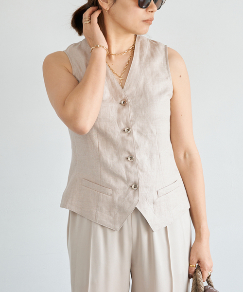 Deuxieme Classe（ドゥーズィエムクラス）の「*OGLINEN ベスト（ベスト・レディース・アイボリー/キャメル・38/36）」の5枚目の写真