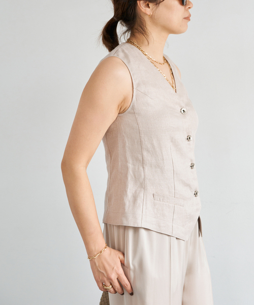 Deuxieme Classe（ドゥーズィエムクラス）の「*OGLINEN ベスト（ベスト・レディース・アイボリー/キャメル・38/36）」の7枚目の写真