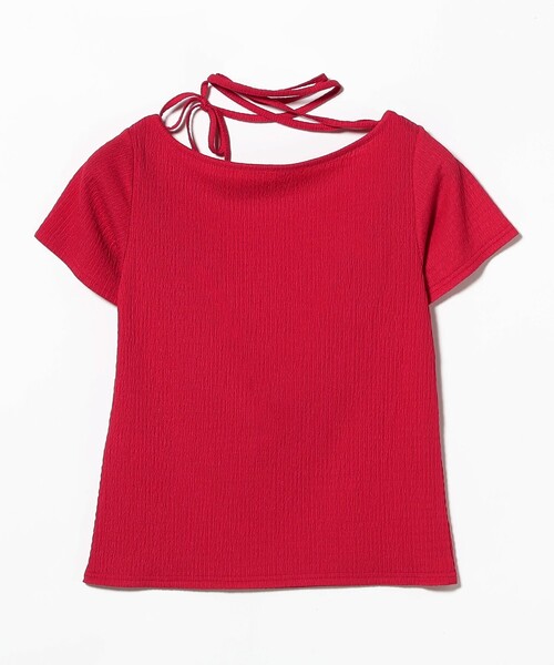 Ray BEAMS（レイビームス）の「ネックリボン ボートネック Tシャツ（Tシャツ/カットソー・レディース・レッド/ダークブラウン・ONE SIZE）」の13枚目の写真