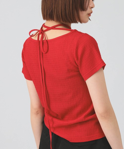 Ray BEAMS(レイビームス)の「【7/31再値下げ】ネックリボン ボートネック Tシャツ(Tシャツ/カットソー・レディース・レッド/ダークブラウン・ONE SIZE)」の20枚目の写真