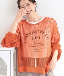 メッシュ」に該当するトップス（オレンジ/橙色系）ファッション通販