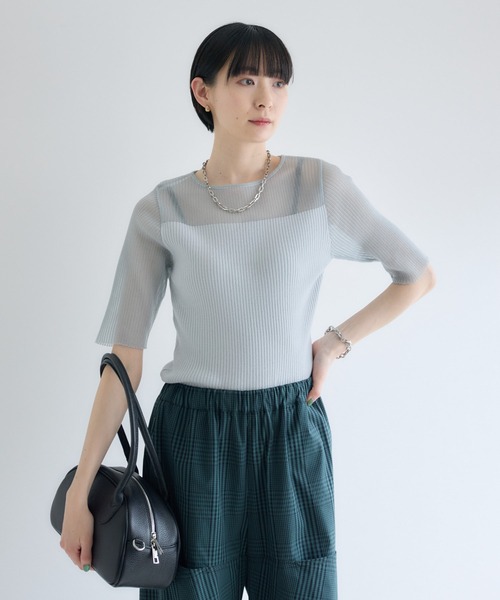 Paradise Picnic（パラダイスピクニック）の「cloche  シアーリブニットトップス（ニット/セーター・レディース・ホワイト/ブラック/ブルー・FREE）」の3枚目の写真