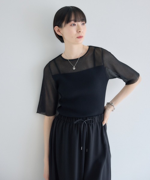 Paradise Picnic（パラダイスピクニック）の「cloche  シアーリブニットトップス（ニット/セーター・レディース・ホワイト/ブラック/ブルー・FREE）」の11枚目の写真