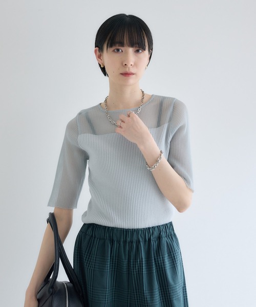 Paradise Picnic（パラダイスピクニック）の「cloche  シアーリブニットトップス（ニット/セーター・レディース・ホワイト/ブラック/ブルー・FREE）」の17枚目の写真