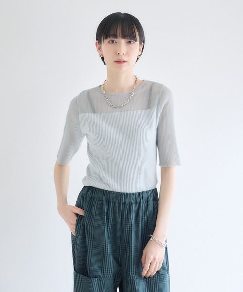 Paradise Picnic（パラダイスピクニック）の「cloche  シアーリブニットトップス（ニット/セーター・レディース・ホワイト/ブラック/ブルー・FREE）」の19枚目の写真