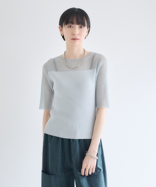 Paradise Picnic（パラダイスピクニック）の「cloche  シアーリブニットトップス（ニット/セーター・レディース・ホワイト/ブラック/ブルー・FREE）」の20枚目の写真