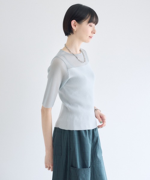 Paradise Picnic（パラダイスピクニック）の「cloche  シアーリブニットトップス（ニット/セーター・レディース・ホワイト/ブラック/ブルー・FREE）」の21枚目の写真