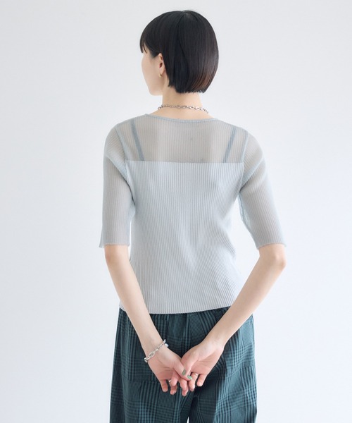 Paradise Picnic（パラダイスピクニック）の「cloche  シアーリブニットトップス（ニット/セーター・レディース・ホワイト/ブラック/ブルー・FREE）」の22枚目の写真