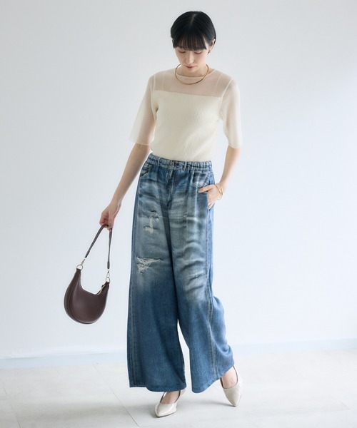 Paradise Picnic（パラダイスピクニック）の「cloche  シアーリブニットトップス（ニット/セーター・レディース・ホワイト/ブラック/ブルー・FREE）」の6枚目の写真