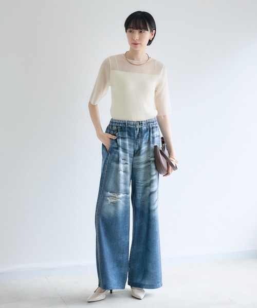 Paradise Picnic（パラダイスピクニック）の「cloche  シアーリブニットトップス（ニット/セーター・レディース・ホワイト/ブラック/ブルー・FREE）」の8枚目の写真