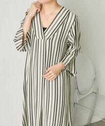 リネンライクストライプワンピース【SUM1 STYLE】