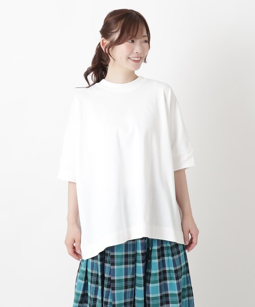 one'sterrace(ワンズテラス)の「ヘビーウェイト 天竺リブ袖プルオーバー(Tシャツ/カットソー・レディース・ブラック系8/ベージュ系その他7/アイボリー系8・02)」の2枚目の写真