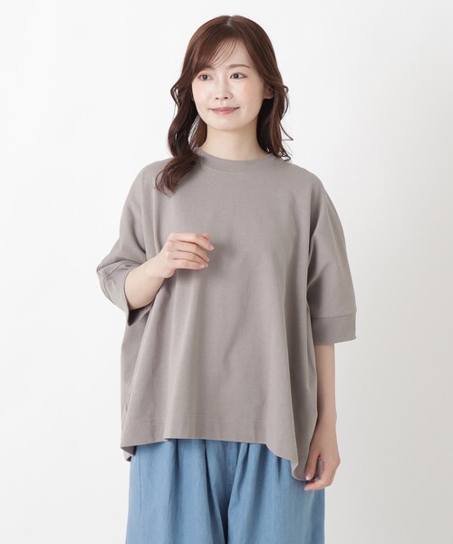 one'sterrace(ワンズテラス)の「ヘビーウェイト 天竺リブ袖プルオーバー(Tシャツ/カットソー・レディース・ブラック系8/ベージュ系その他7/アイボリー系8・02)」の1枚目の写真