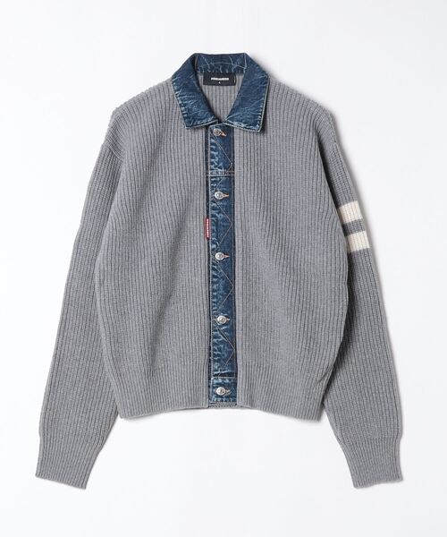 DSQUARED2（ディースクエアード）の「Knit Cardigan Wool Cahmere Cob Knit Stitch/0252（カーディガン/ボレロ・メンズ・ネイビー/グレー・S/M/L）」の2枚目の写真
