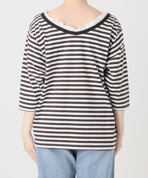 IENA(イエナ)の「BLACK フリル付きボーダーカットソー(Tシャツ/カットソー・レディース・ブラウン/ライトグレー・FREE)」の19枚目の写真