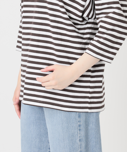 IENA(イエナ)の「BLACK フリル付きボーダーカットソー(Tシャツ/カットソー・レディース・ブラウン/ライトグレー・FREE)」の22枚目の写真