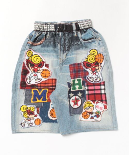 HYSTERIC MINI(ヒステリックミニ)の「HYSTERIC MINI HOOPS Like a denim Viscotex ハーフパンツ(その他パンツ・キッズ・インディゴブルー・120)」の1枚目の写真