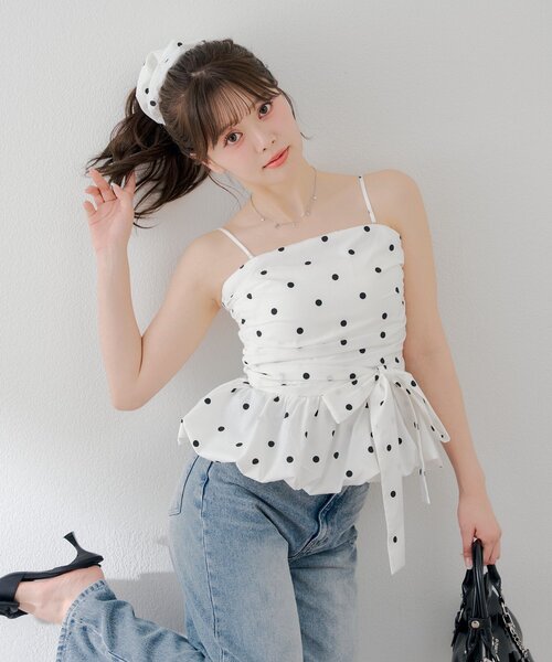 Chico バルーンペプラムトップス+シュシュ セット セール】【セットアイテム】バルーンペプラムトップス+シュシュセット