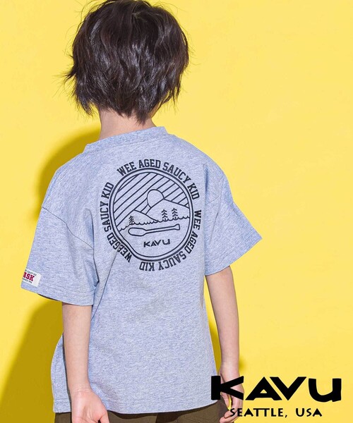 WASK(ワスク)の「【KAVU】バックロゴ アウトドアグラフィックTシャツ(Tシャツ/カットソー・キッズ・グレー/ホワイト・120cm/140cm)」の2枚目の写真