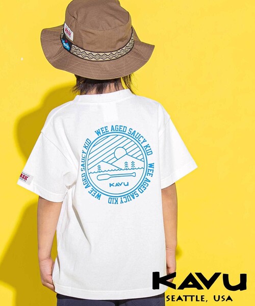 WASK(ワスク)の「【KAVU】バックロゴ アウトドアグラフィックTシャツ(Tシャツ/カットソー・キッズ・グレー/ホワイト・120cm/140cm)」の1枚目の写真