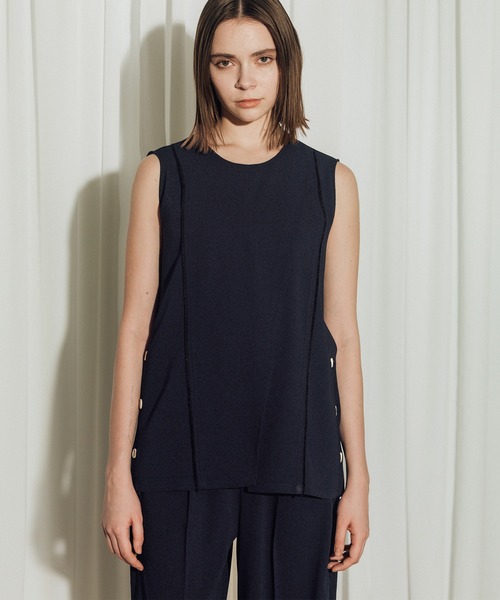CITY TOKYO(シティトウキョウ)の「【CITY TOKYO/シティートウキョウ】Back Satin Georgette Tops/バックサテンジョーゼットトップス(シャツ/ブラウス・レディース・アイボリー/ネイビー/ブラック・FREE)」の3枚目の写真