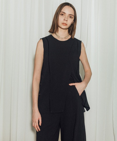 CITY TOKYO(シティトウキョウ)の「【CITY TOKYO/シティートウキョウ】Back Satin Georgette Tops/バックサテンジョーゼットトップス(シャツ/ブラウス・レディース・アイボリー/ネイビー/ブラック・FREE)」の1枚目の写真