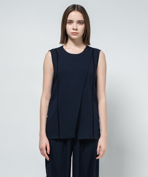 CITY TOKYO(シティトウキョウ)の「【CITY TOKYO/シティートウキョウ】Back Satin Georgette Tops/バックサテンジョーゼットトップス(シャツ/ブラウス・レディース・アイボリー/ネイビー/ブラック・FREE)」の4枚目の写真