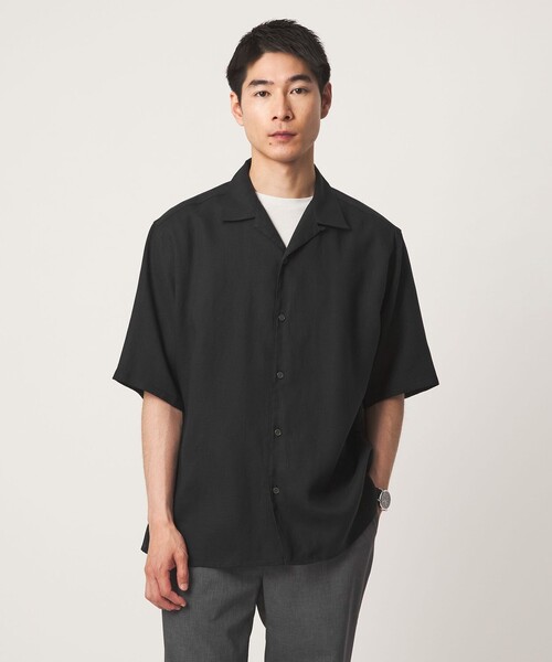 green label relaxing(グリーンレーベルリラクシング)の「リネン ポプリン オープンカラー 半袖 シャツ(シャツ/ブラウス・メンズ・ダークブラウン/オフホワイト/ブラック・M/XL/L/S)」の8枚目の写真