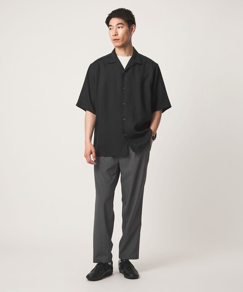 green label relaxing(グリーンレーベルリラクシング)の「リネン ポプリン オープンカラー 半袖 シャツ(シャツ/ブラウス・メンズ・ダークブラウン/オフホワイト/ブラック・M/XL/L/S)」の9枚目の写真