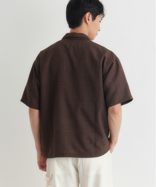 BACK NUMBER（バックナンバー）の「BACK NUMBER(バックナンバー)リネンライクスキッパーシャツ（Tシャツ/カットソー・メンズ・ブラウン/ベージュ/ネイビー・S/M/L/XL）」の6枚目の写真