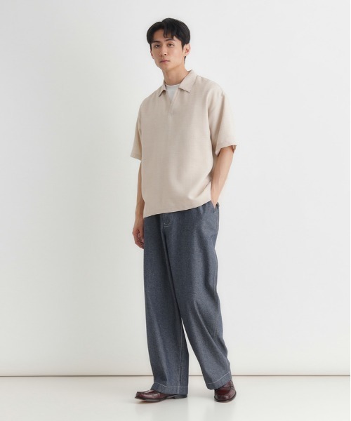 BACK NUMBER（バックナンバー）の「BACK NUMBER(バックナンバー)リネンライクスキッパーシャツ（Tシャツ/カットソー・メンズ・ブラウン/ベージュ/ネイビー・S/M/L/XL）」の10枚目の写真