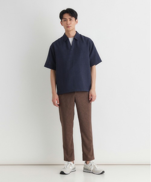 BACK NUMBER（バックナンバー）の「BACK NUMBER(バックナンバー)リネンライクスキッパーシャツ（Tシャツ/カットソー・メンズ・ブラウン/ベージュ/ネイビー・S/M/L/XL）」の12枚目の写真