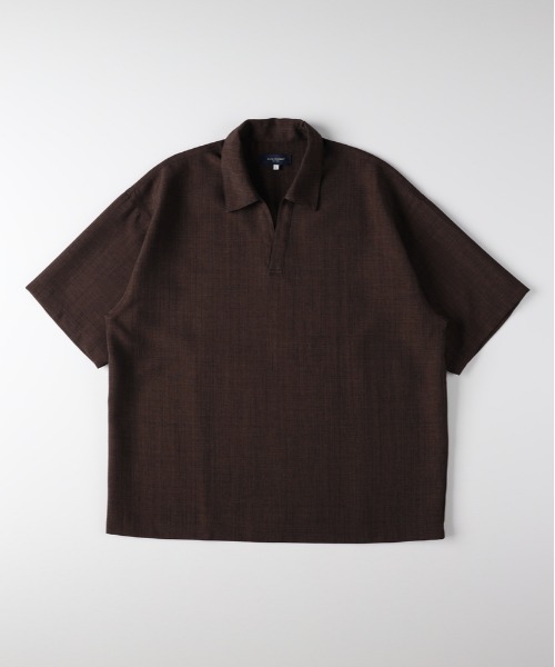 BACK NUMBER（バックナンバー）の「BACK NUMBER(バックナンバー)リネンライクスキッパーシャツ（Tシャツ/カットソー・メンズ・ブラウン/ベージュ/ネイビー・S/M/L/XL）」の16枚目の写真