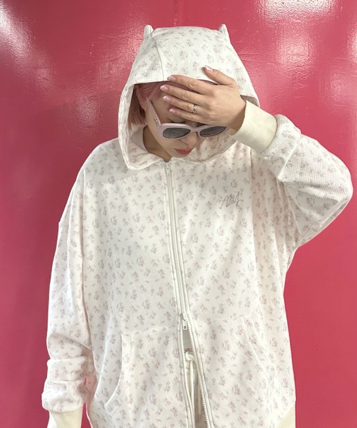 Alley Tokyo(アリートーキョー)の「ネコ耳パーカーとフリフリショーパンのセット(パーカー・レディース・グレー/オフホワイト/ピンク・FREE)」の9枚目の写真