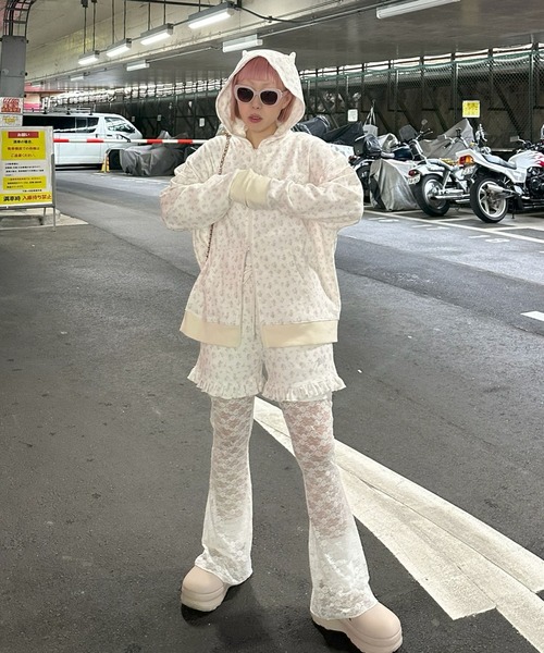 Alley Tokyo(アリートーキョー)の「ネコ耳パーカーとフリフリショーパンのセット(パーカー・レディース・グレー/オフホワイト/ピンク・FREE)」の15枚目の写真