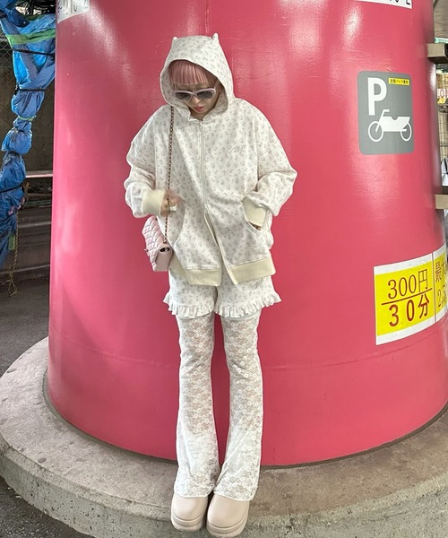 Alley Tokyo(アリートーキョー)の「ネコ耳パーカーとフリフリショーパンのセット(パーカー・レディース・グレー/オフホワイト/ピンク・FREE)」の20枚目の写真