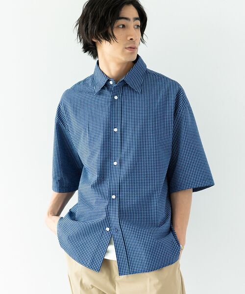 CRAFT STANDARD BOUTIQUE(クラフトスタンダードブティック)の「シアサッカーチェックシャツ(シャツ/ブラウス・メンズ・ブラック/ネイビー/チャコールグレー/ブルー系その他3・M/L)」の4枚目の写真