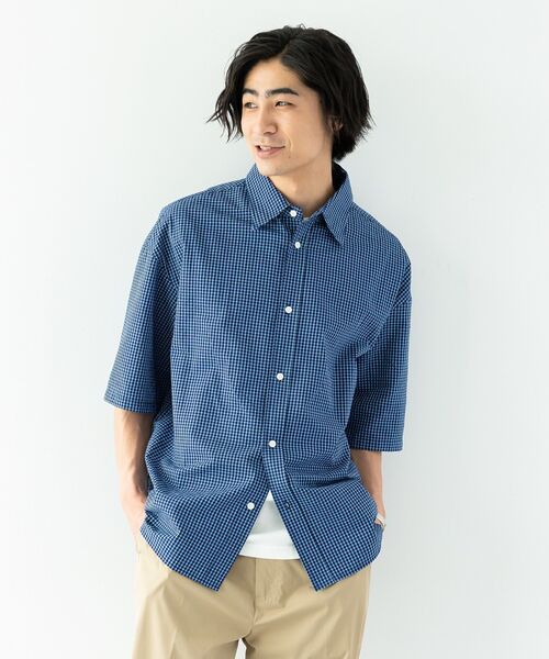 CRAFT STANDARD BOUTIQUE(クラフトスタンダードブティック)の「シアサッカーチェックシャツ(シャツ/ブラウス・メンズ・ブラック/ネイビー/チャコールグレー/ブルー系その他3・M/L)」の6枚目の写真