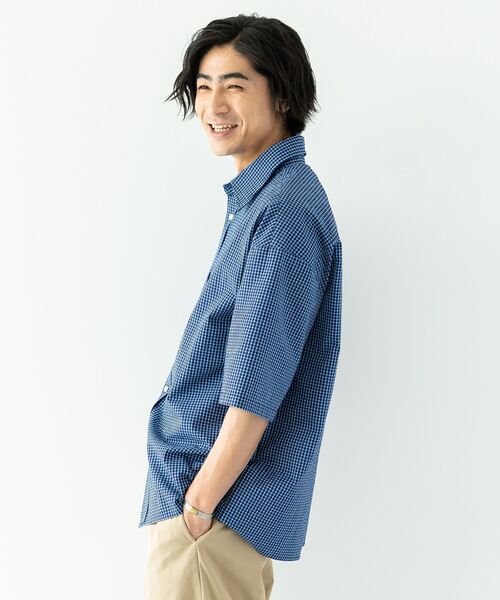 CRAFT STANDARD BOUTIQUE(クラフトスタンダードブティック)の「シアサッカーチェックシャツ(シャツ/ブラウス・メンズ・ブラック/ネイビー/チャコールグレー/ブルー系その他3・M/L)」の7枚目の写真
